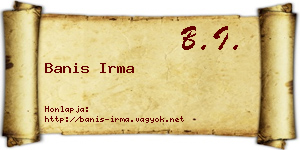 Banis Irma névjegykártya